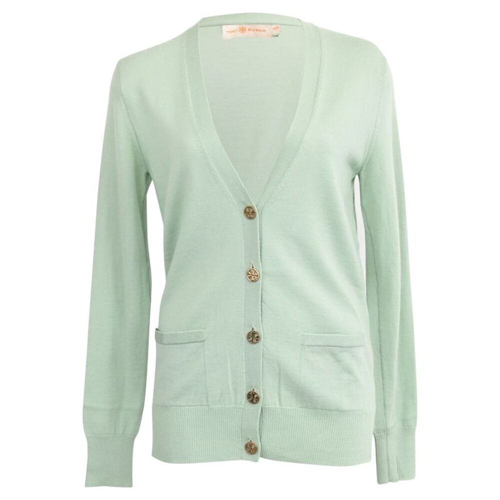 Tory Burch Buttoned Cardigan in Green Cotton